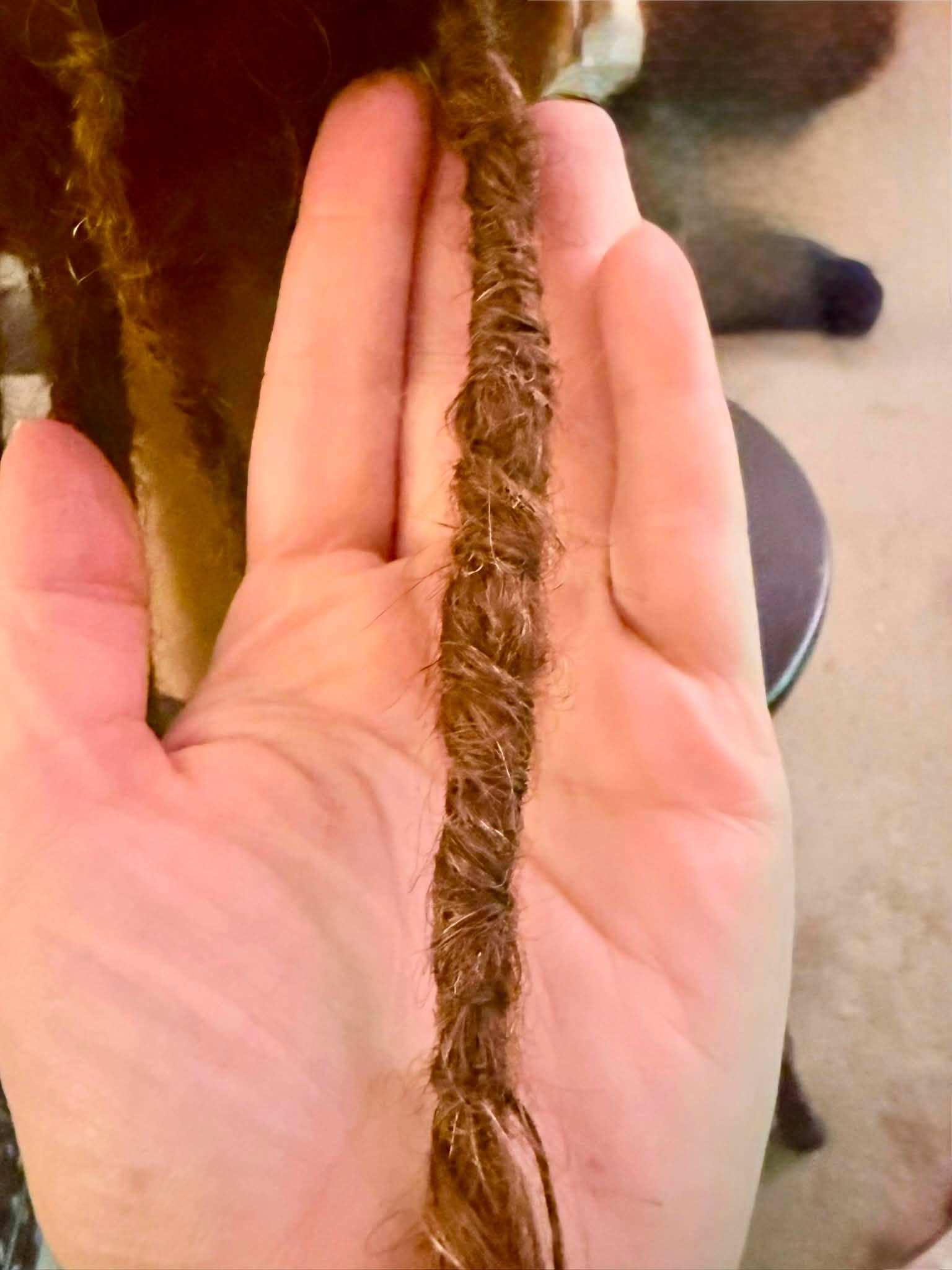 Close-up of a single finished loc